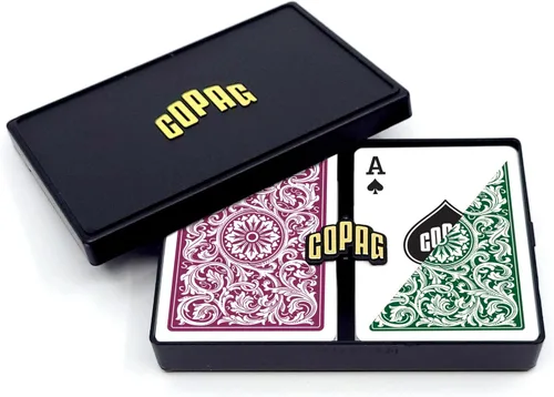 Miniatura 10 de Copag 1546 Design - Juego de cartas 100% de plástico, tamaño de póquer (estándar), verde/borgoña (índice jumbo, 1 juego)