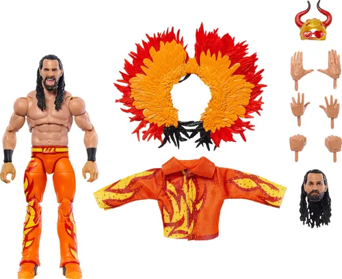 Mattel WWE Ultimate Edition Fan Takeover Figura de Acción, Set Coleccionable de Seth Rollins con Accesorios Intercambiables como Cabezas Adicionales