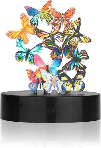 Juguetes de escritorio para oficina para adultos, diseño de mariposas magnéticas, decoración de escritorio para mujer, oficina (base circular)