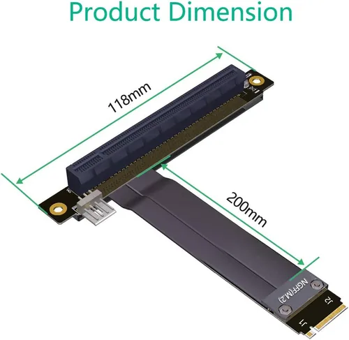 Miniatura 3 de HLT Cable de extensión M.2 NGFF NVMe Key M a PCIe 3.0 X16 (ranura PCI-E en ángulo recto de 90°)