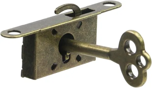 Miniatura 4 de T Tulead Cerraduras de bronce mini caja de embutir decorativas antiguas cerraduras de caja de joyería cerradura de gabinete de reemplazo 2