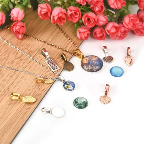 Miniatura 3 de OBSEDE 120 piezas de pegamento en fianzas para hacer joyas, colgante, collar, aretes, abalorio, cuchara, ovalado, rectangular, corazón