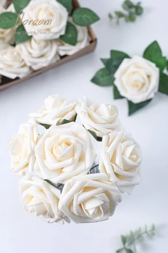 Miniatura 2 de Floroom Flores artificiales de espuma de aspecto real, con tallos, para manualidades, ramos de boda, centros de mesa, despedida de soltera, fiesta