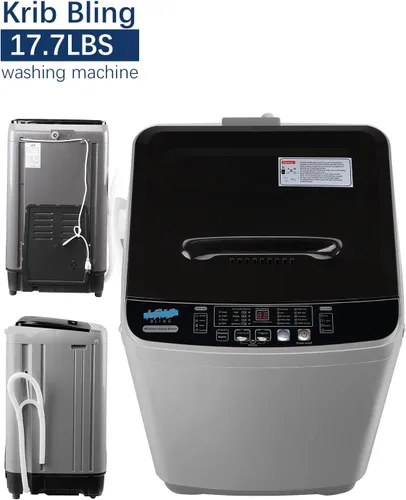 Miniatura 7 de Lavadora completamente automática con pantalla LED, bomba de drenaje portátil de 17.7 libras, 10 programas y 8 niveles de agua seleccionados, ideal