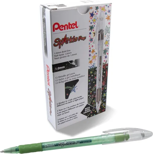 Miniatura 9 de Pentel Sparkle Pop Bolígrafo de Gel Metálico, (1.0mm) Línea Gruesa, Rosa, Caja de 12 Bolígrafos (K91-DP)