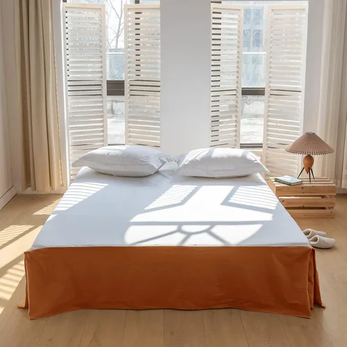 Miniatura 17 de BISELINA - Falda de cama de lino francés con volantes plisados de 22 pulgadas, caída a medida, mezcla natural de lino y algodón, funda para cama