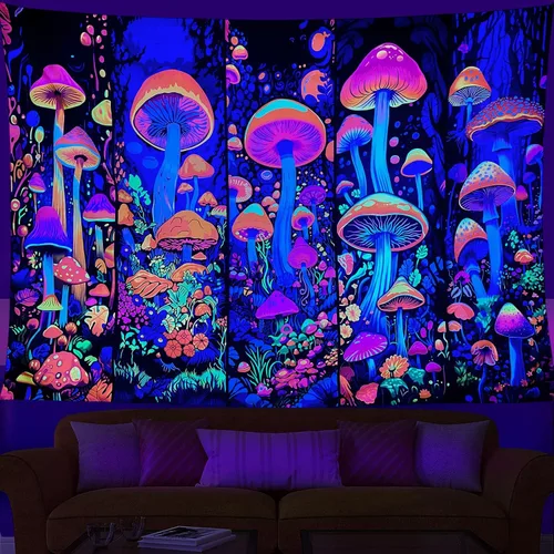 Miniatura 8 de Tapiz de Cara de Terror Blanco y Negro Trippy para Colgar en la Pared, Decoración de Halloween, Tapiz de Fiesta para Dormitorio, Sala de Estar