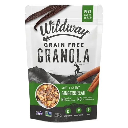 Miniatura 13 de Wildway Granola Keto con ingredientes orgánicos, manzana y canela, cereales sin granos, sin gluten, vegana, baja en carbohidratos y sin azúcar