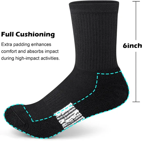 Miniatura 4 de Gonii Crew Socks Women Hiking Running Athletic Cushioned Compression Socks 5-6 Pairs