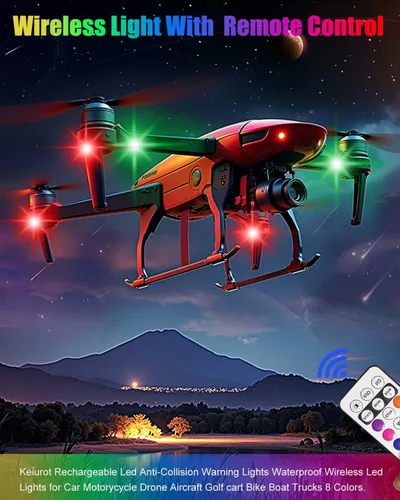 Miniatura 2 de Luces estroboscópicas LED inalámbricas con control remoto, luces de advertencia anticolisión recargables por USB, impermeables, luces LED