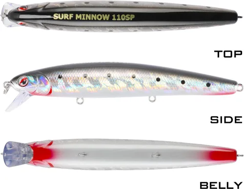Miniatura 4 de LITTMA Señuelos de pesca de surf de California Señuelos de pesca de agua salada Jerkbait Crankbait Surf Minnow 110 - Sardina metálica Super Glow
