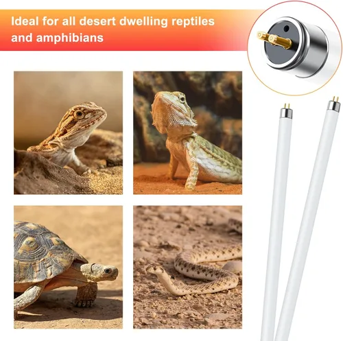 Miniatura 7 de LUCKY HERP T5 UVB - Paquete de 2 luces para reptiles UVB de 24 W, tubo de lámpara fluorescente UVA UVB, lámpara UVB para lagartos, tortugas, 24W