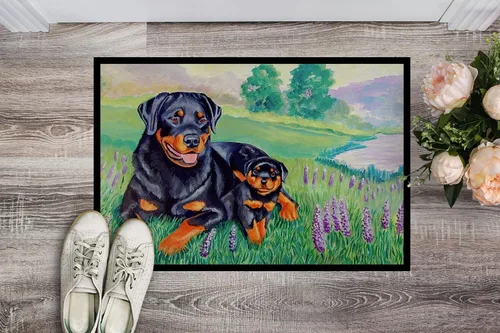 Miniatura 2 de Caroline's Treasures 7141JMAT Rottweiler - Tapete para puerta delantera, 24 x 36 pulgadas, para interiores y exteriores, para entrada
