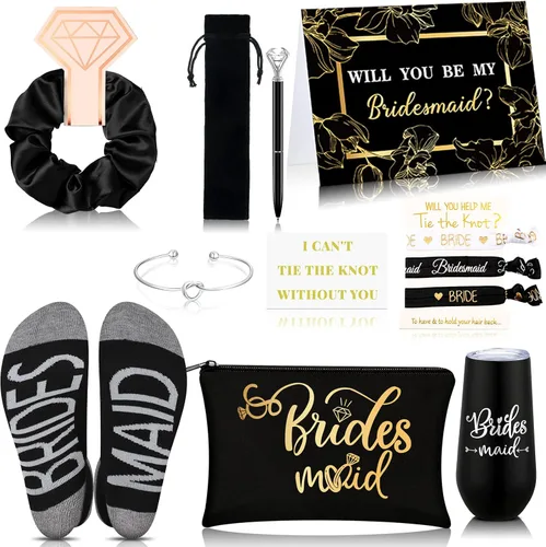Miniatura 16 de Yexiya Juego de 13 piezas de regalo de caja de propuesta de dama de honor, regalo con texto en inglés "Will You Be My Maid of Honor", de acero