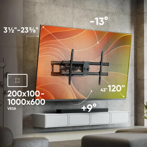 Miniatura 2 de ONKRON Soporte de pared para TV de movimiento completo para pantalla de 42 a 120 pulgadas de hasta 220 libras, soporte de TV grande y resistente