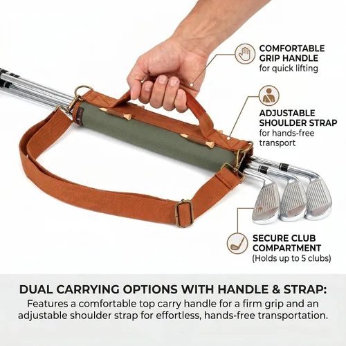 Miniatura 4 de TOURBON Bolsa de lona ligera para palos de golf con correa para el hombro Holds 4-5 Clubs, Golf Bag for Driving Range Sessions, Par 3 Courses