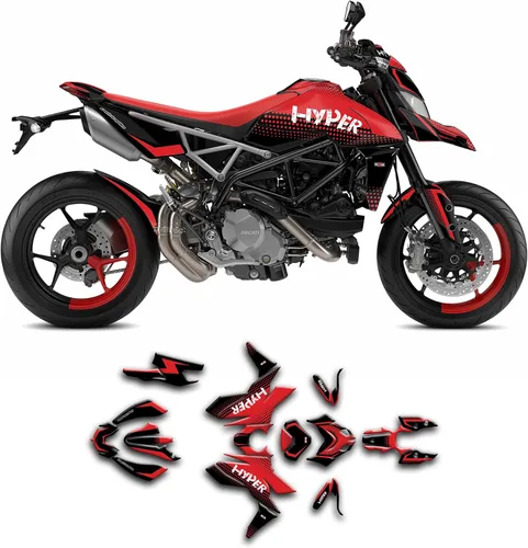 Miniatura 16 de Kit de calcomanías personalizadas para Supermoto Hypermotard 950 Hypermotard950 2019 2020 2021 2022 2023, rojo y blanco, DCTHYP9519N001-B-KO