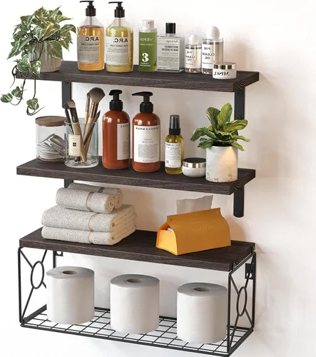Miniatura 8 de Amada - Estantes de baño con cesta de almacenamiento, estante de pared flotante para organización del hogar y decoración de pared, estantes de Blanco