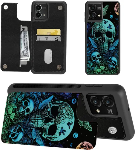 Miniatura 23 de Funda tipo cartera para Moto G Stylus 5G 2023 con soporte para tarjetas, bloqueo RFID, piel sintética, función atril, cierre magnético, funda