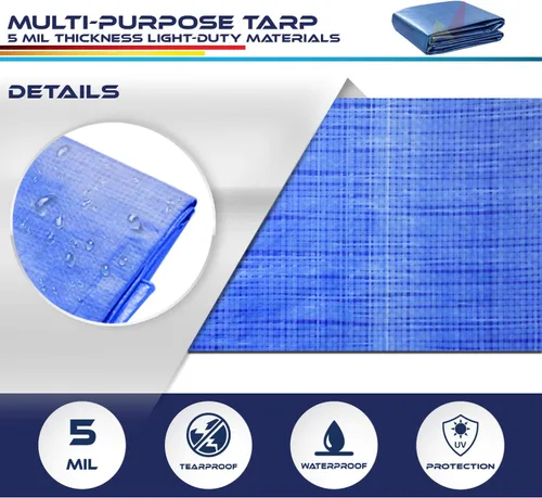 Miniatura 4 de Windscreen4less lona multiuso de 5 ml, impermeable de poliéster, de color azul, Azul