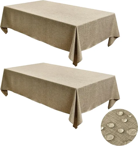 Miniatura 11 de Fitable - Manteles de lino sintético para mesas rectangulares: Mantel de granja resistente al agua y a las manchas, manteles de arpillera