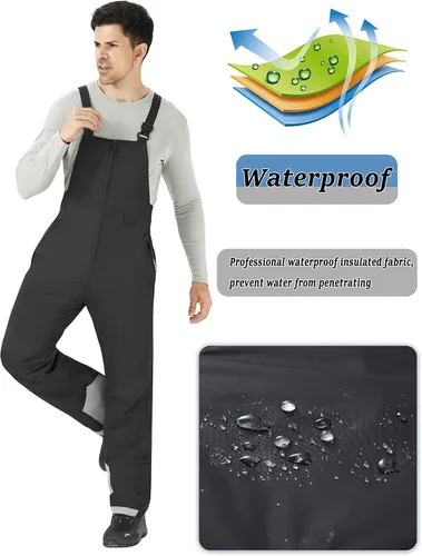 Miniatura 5 de WULFUL Mens Insulated Snow Bibs Waterproof Winter Ski Pants Snowboarding Overalls