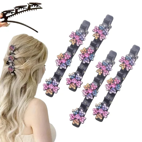 Miniatura 13 de Pinzas para el cabello trenzadas con piedra de cristal brillante para mujeres y niñas, pinzas para el cabello con diamantes de imitación 2025
