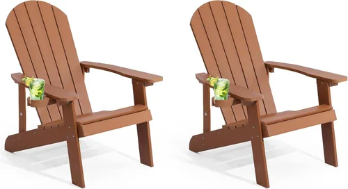 Miniatura 10 de Silla Adirondack, sillas de plástico resistentes a todo tipo de clima, con soporte para tazas, 5 pasos fáciles de instalar, sillas de exterior