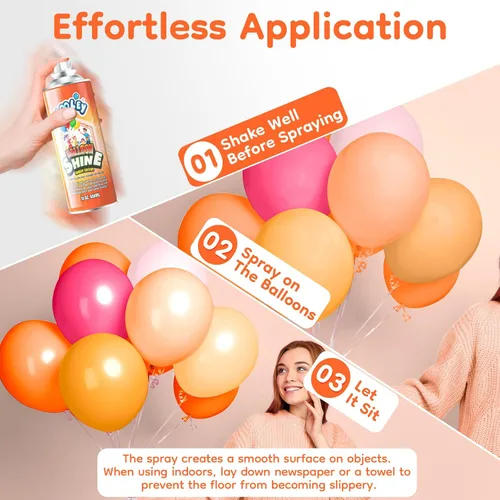 Miniatura 4 de LOOLEY Spray de brillo para globos, 15 onzas líquidas de larga duración, aerosol de globo de alto brillo, fórmula impermeable y brillo instantáneo