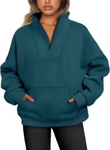 Trendy Queen Sudaderas con media cremallera, sudaderas con capucha de gran tamaño, suéteres de otoño 2023 Y2K ropa de invierno