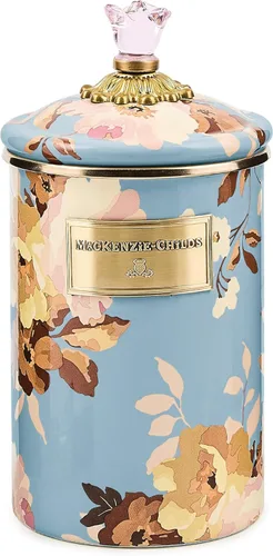 Miniatura 12 de MACKENZIE-CHILDS Bote de Esmalte, Contenedor de Almacenamiento de Cocina con Tapa, Grande, Wild Rose Brown