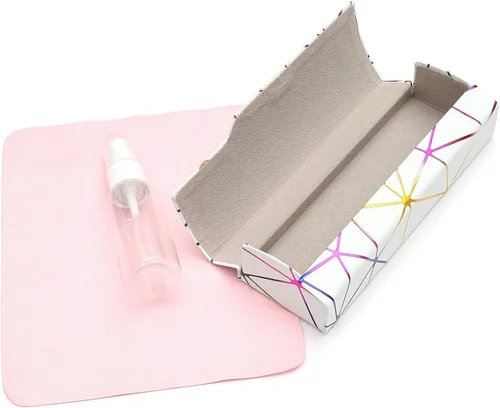 Miniatura 2 de Abwuulq - Funda de gafas deslumbrante celosía, funda protectora portátil para gafas, cubierta rígida para gafas de moda, unisex..