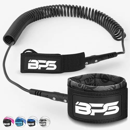BPS 'Storm' Premium 0.283 in Bobina SUP Correa de Paddleboard Correa de tobillo de liberación rápida, con bolsa de cintura impermeable Longboard