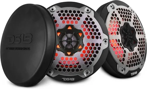 DS18 Hydro NXL-6M/BK - Par de altavoces coaxiales para parrilla de malla de alta gama, altavoces para automóvil de 2 vías con luces RGB integradas,
