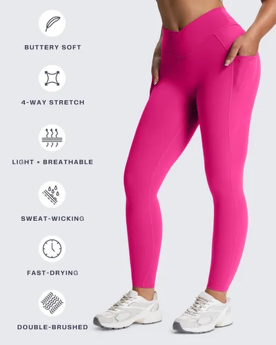 Miniatura 72 de Aoxjox Trinity - Pantalones de yoga de cintura alta con bolsillos para mujer, control de abdomen, cintura cruzada, leggings de entrenamiento suaves