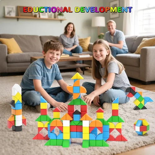 Miniatura 7 de Hiwawind 84 bloques magnéticos, juguetes para niños y niñas de 3 años, juguetes sensoriales para niños con autismo, juguetes Montessori preescolares