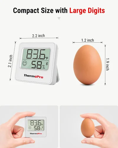 Miniatura 3 de ThermoPro TP357 - Termómetro higrómetro digital para interiores de 260 pies, termómetro Bluetooth medidor de humedad con aplicación inteligente