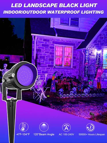 Miniatura 2 de Proyector de Halloween de 15 W, luces LED negras, iluminación de paisaje, impermeable, luz negra al aire libre con enchufe de EE. UU. para fiesta