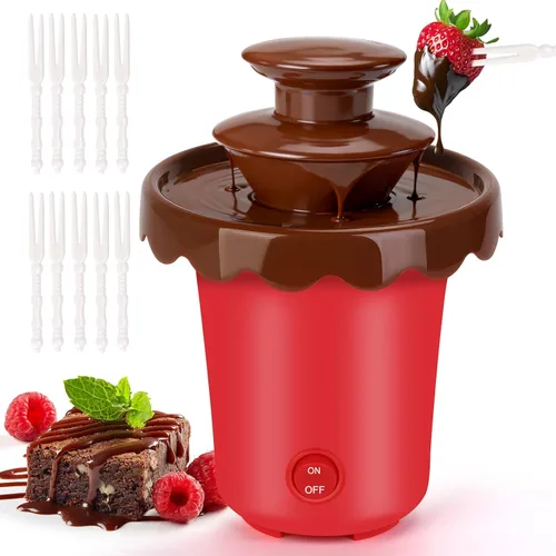 Miniatura 8 de Mini fuente de chocolate de 5 onzas con 10 tenedores, mini máquina de inmersión de chocolate de 2 niveles para uso con jarabe de chocolate, apta Café