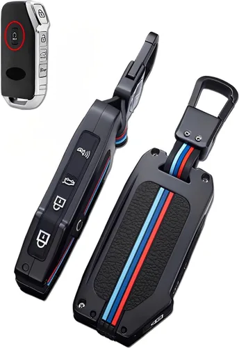 para Kia Funda para Llavero de Llave de Metal Carcasa de Llave Inteligente Compatible para Soul Telluride Cerato Forte K5 (KAC-Negro)
