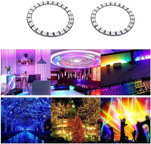 Miniatura 4 de 24 bits WS2812 RGB LED anillo 24 X 5050 WS2812B LED con controlador integrado direccionable individual programable para Arduino Raspberry Pi ESP32