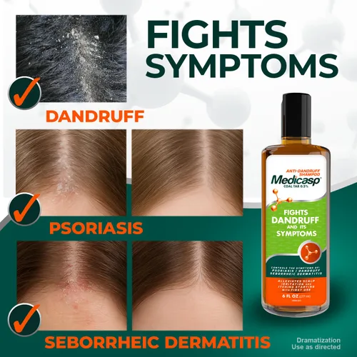 Miniatura 4 de Medicasp Champú anticaspa de alquitrán de hulla, alivia los síntomas del primer lavado, trata la psoriasis, la dermatitis seborreica y el cuero