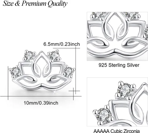 Miniatura 4 de Aretes de plata de ley 925 con diseño de loto, hipoalergénicos para orejas sensibles, joyería de flor de loto, regalo para el día de la madre