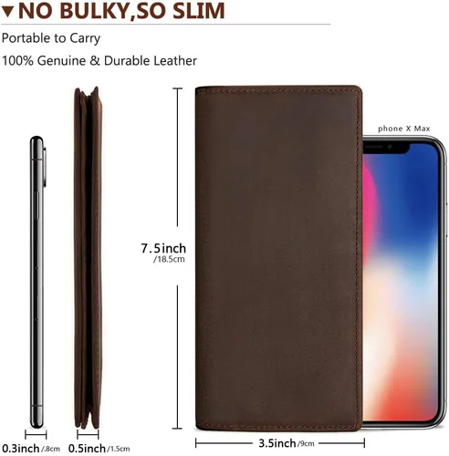 Miniatura 5 de Kattee cartera plegadiza clásica de cuero para hombre