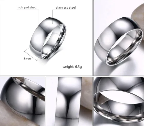 Miniatura 9 de TTVOVO Anillo para hombre de 0.079 in, 0.157 in, 0.236 in, 0.315 in, acero inoxidable, anillos simples para hombres, mujeres, niños y niñas, anillos