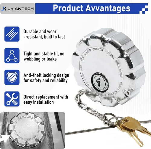 Miniatura 4 de 20770691 Tapa de combustible con bloqueo de 3 pulgadas (2 unidades), compatible con modelos de camiones pesados Volvo VN/VNL, tapa de depósito