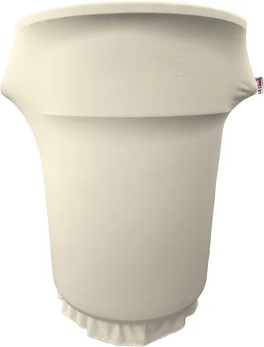 Miniatura 23 de LA Linen Cubierta para cubo de basura ajustable de elastano elástico de 32 galones, cubierta redonda para contenedor de residuos, decoración de Gris