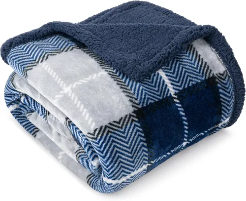Miniatura 13 de PAVILIA Premium Manta de vellón sherpa a cuadros súper suave, acogedora, afelpada, microfibra ligera, reversible para sofá y cama, para todas