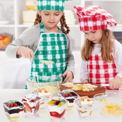 Miniatura 8 de JOLLY CHEF Paquete de 100 mini tazas de postre de 2 onzas con cucharas y tapas, taza cuadrada alta de plástico transparente para aperitivos