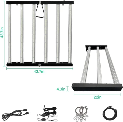 Miniatura 4 de SZHLUX Luz LED de crecimiento de 720 W, lámpara de crecimiento de espectro completo regulable, luz de cultivo de plantas plegable de 6 barras